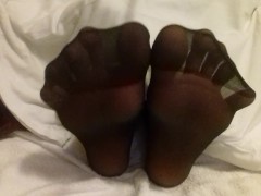 My soles and feet in pantyhose - spreading my toes