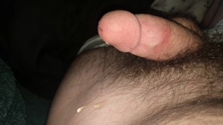 Precumming all over myself in bed