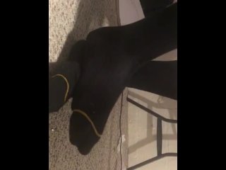 Male feet worship black office socks