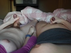 Married Transgirl Couple Hold Hands Whilst Cumming
