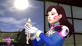 Gekrompen Mercy geplaagd door Giantess D.va