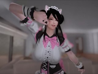 sexy dance, brunette, cosplay, maid