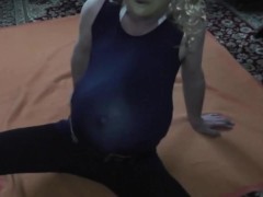 going into labor with my huge belly.