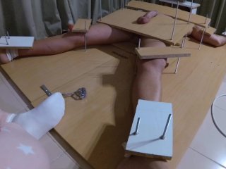 Amateur Femdom Tease Handjob and foot Tickle