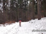 Preview 5 of Girls in need skate around in the snow to find a proper place to have a pee