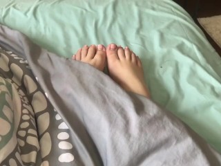 Girlfriend Stretching Feet in the Morning