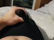 Preview 2 of Femboy jerking off and cumming through leggings