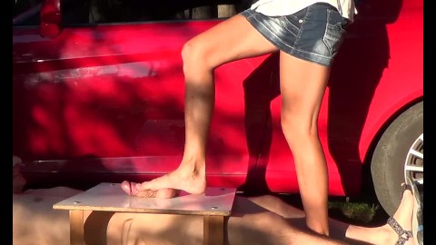 CBT trampling with beautiful feet of sexy girl