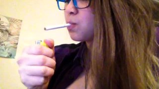 MissDeeNicotine - Smoking with Glasses on for a Fetish Fan!!