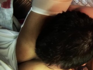 Blonde with huge tits in a threesome