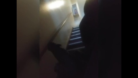 Almost caught Stroking cock in hallway of apartments