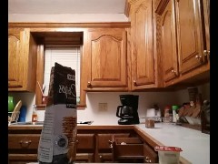 Fit teen with abs and munchies eating fetish smoking sneaky midnight snack