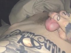 Kentucky teen Codicaine jacks off his huge tattooed dick Cumshot!