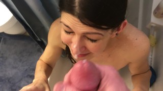Part 2 Of The Hot MILF Shower Blowjov POV With Cumshot Facial