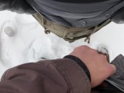 Preview 3 of Public Sportsbra Titfuck | POV | Horny While On A Winter Walk