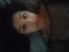 Me teasing with my dick sucking lips in a fish net top.