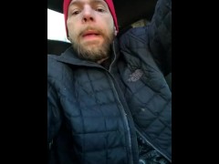 Jerkin off n cummin in car at dunkin - Screenshot 1 of 16 - Stroking Big Cock