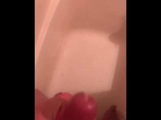 pov, shower cum, red head, jerking off