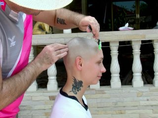 Smooth shaving and double penetration with bald girl. Teaser