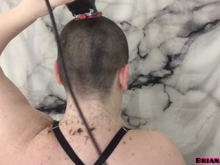 all natural, solo female, big boobs, head shaving