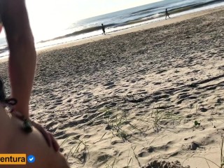 Real Amateur Public Sex Risky on the Beach 2 !!! People Walking Near...
