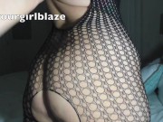 Preview 2 of Pawg Rips Her Fishnets An Fingers Herself