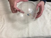 Preview 2 of Condom Balloon Sex Toy Tutorial - Guy Moaning Loud While Cumming 4K