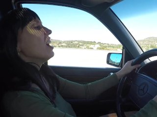 I Undress and Fuck_Myself with_Vibrators in the_Car While Driving.