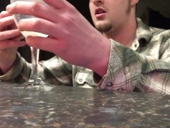 Cumslut Drinking Water before Bed, Selfmade Solo Male Cum Cocktail!