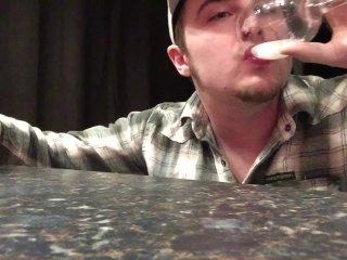 Cumslut Drinking WaterBefore Bed, Selfmade Solo Male Cum_Cocktail!