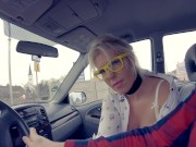 Preview 2 of Spontaneous Deep Blow Job while Driving a Car and Cum Play 60FPS