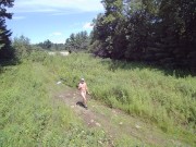 A naked jog with a drone follower