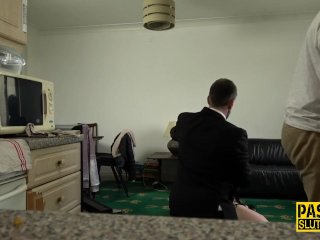 Skinny sub mouth fucked