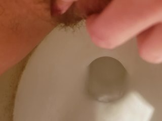 Super Close Look of My Hairy Pussy Pissing and Clit Rubbing