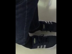 Male Adidas and Black Socks Shoeplay at work