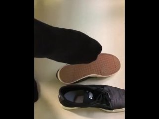 socked feet, candid shoeplay, solo male, feet