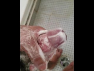 Big Mexican Dick with Soap. Masturbating during Shower