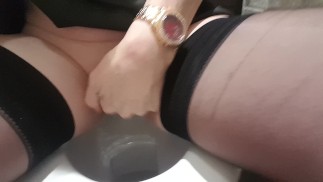 Pissing in the toilets and having a taste. Essex Girl Lisa is at it again