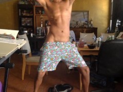 Cock out Fucking around and dancing in My Art Studio Naked