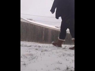 Locked out Pee in Snow
