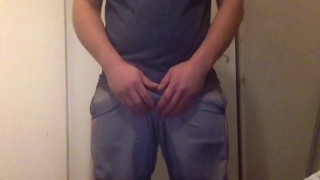 Small uncut cock jerk off tease in shorts