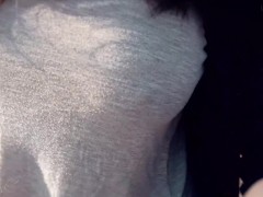 Bouncing Boobs in Shirt While Walking (Braless)