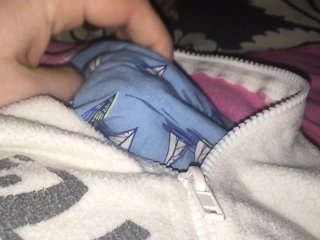 Unzipped My Onesie to Cum in My Boxers Next to Girlfriend!