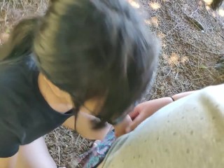 Messy Blowjob in Public Park With Facial