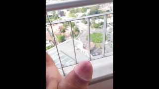 Jerking off in the balcony outside cum shot - Camilo Brown