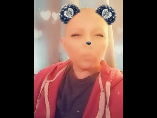 Bald Girl Smoking on Snapchat