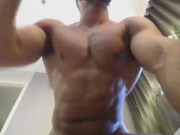 Preview 5 of Watch Crazy Good Looking Guy Flex His Muscle While Masturbating