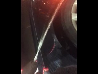 Quick piss outside at a Public gas station