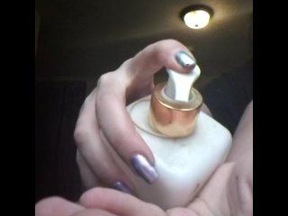 emo teen lotions up tiny little feet