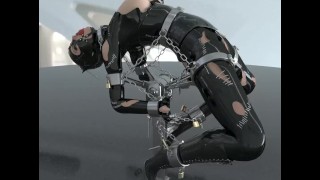 Traje De Látex Catwoman Con Promoción De Bondage De Metal Apretado 3Dviewer